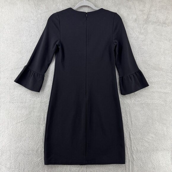 Boden Dress Womens 2R Black Ponte Stretch Sheath Crew Neck 3/4 Flutter Sleeve - Picture 7 of 16